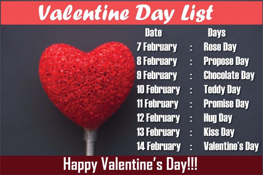 Valentine Dy Week List 30 Best Valentines Ideas