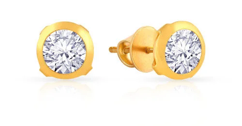 Crescent Moon Diamond Stud Earrings in White Gold - KAMARIA