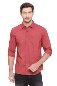 BASICS Slim Fit Henna Red Printed Shirt